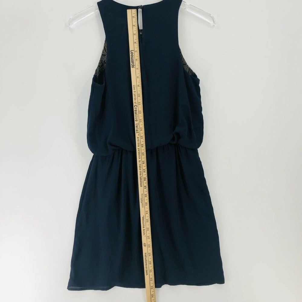 Jodi Kristopher Dress Small Navy Blue Tribal Embroidery Sleeveless Mini Boho - Picture 9 of 11